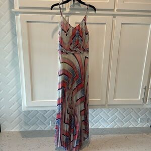 CHARLIE JADE FULLY LINED PLEATED MAXI DRESS ADJUSTABLE STRAPS SIZE XS
